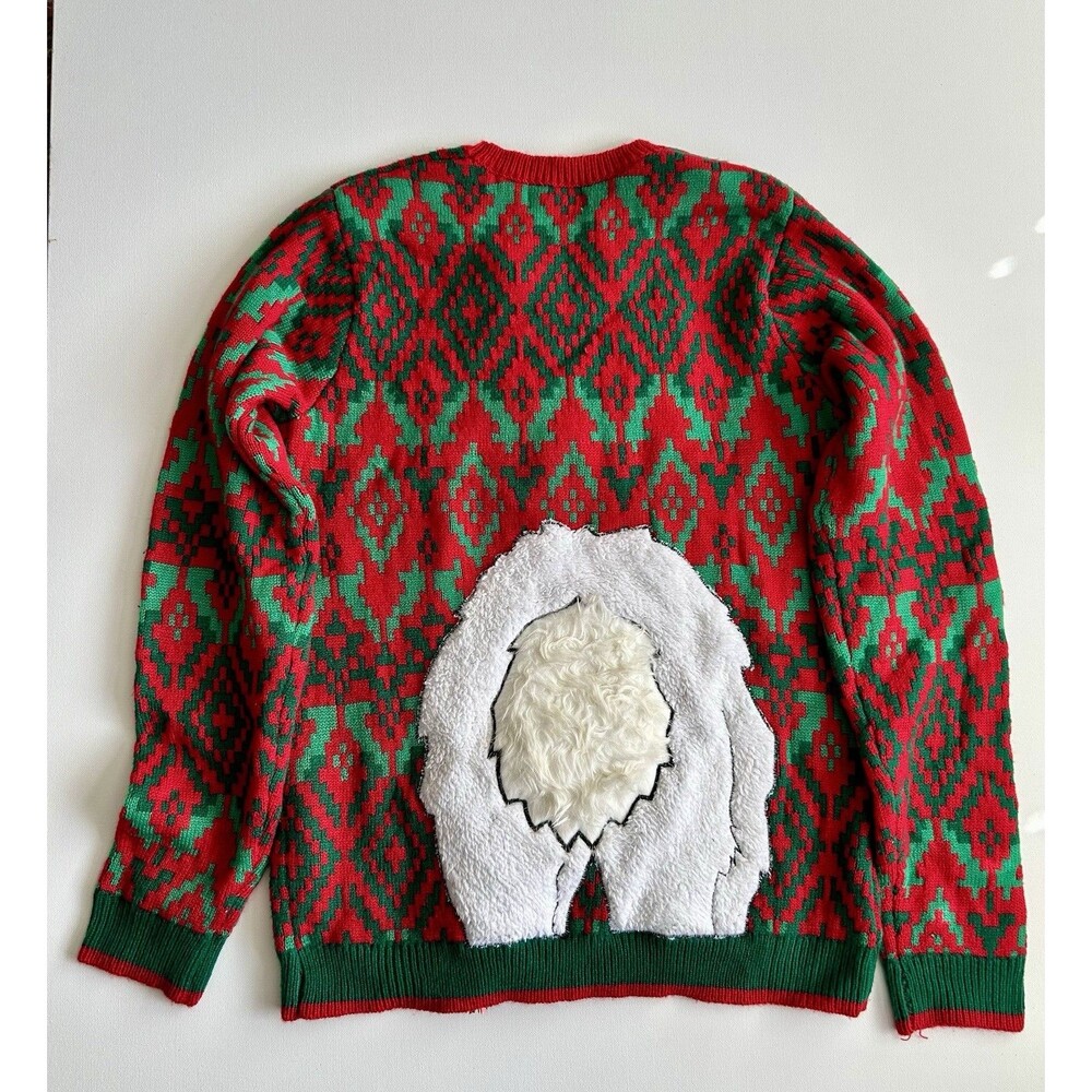 Soft Faux Fur Llama Sunglasses Ugly Christmas Sweater Holiday Red Green Unisex M - Picture 2 of 10